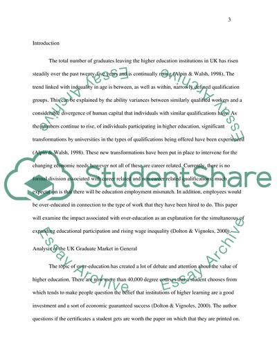 The Issue of Over-education in the Labor Market of the United Kingdom