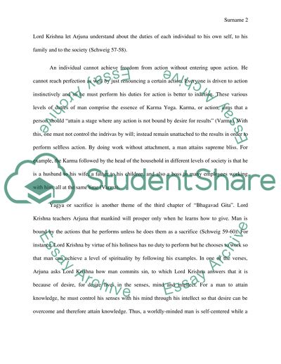 Chapter Three of Bhagavad Gita and Purusha Sukta