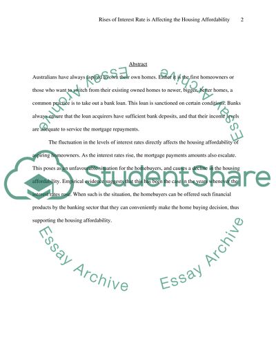 Rises of Interest Rate is Affecting the Housing Affordability