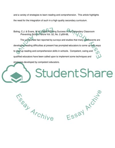 Reading and literacy journal articles