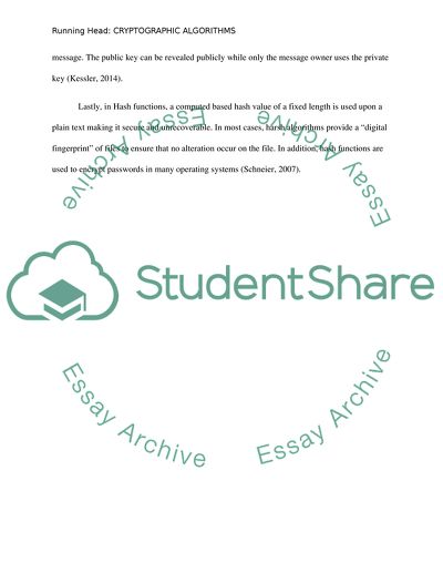 Differentiate between the different types of cryptographic algorithms