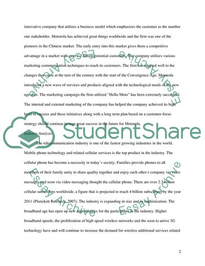 Evaluation of Current Marketing Communications Practice of Motorolla