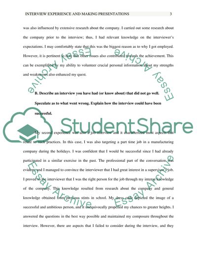 Interview Experience and Making Presentations