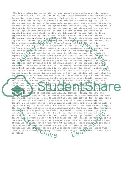 Employment and Law of Tort