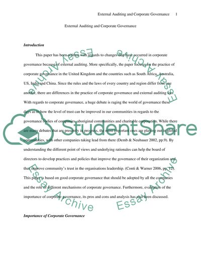 External Auditing and Corporate Governance