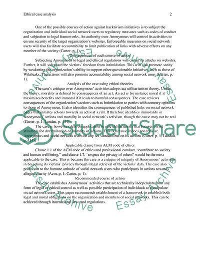 Ethical Case Analysis