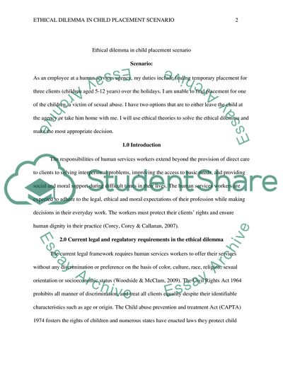 Ethical Dilemma in Child Placement Scenario