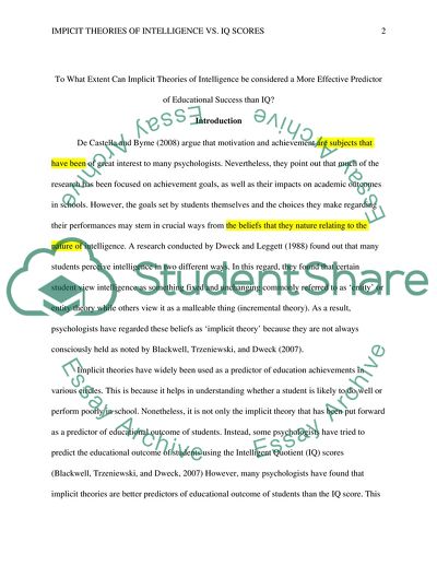 Implicit Theories of Intelligence