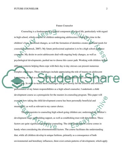 The Child Development and Future Counselor