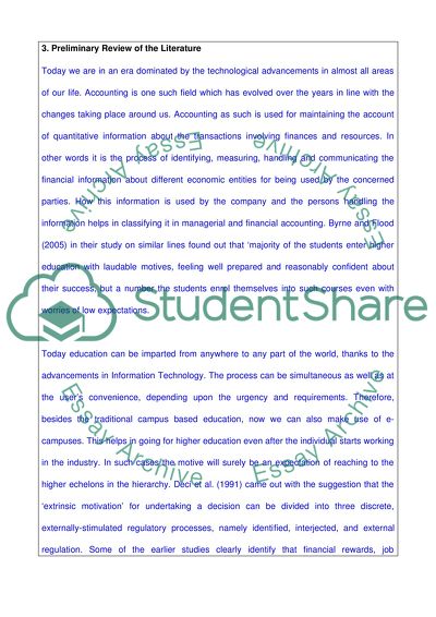 Motives, Expectations and Preparedness of Accounting Students while Going for Higher Education