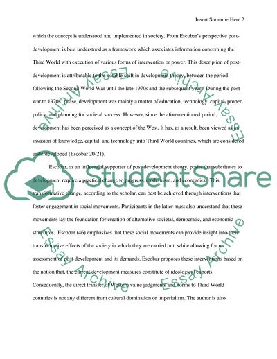 Imagine a Post-Development Era by Escobar