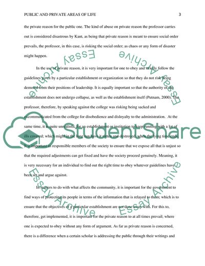 Public and Private Areas of Life