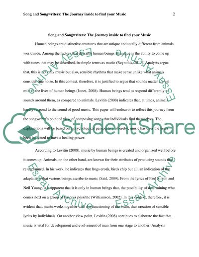 Song and Songwriters: The Journey inside to Find Your Music