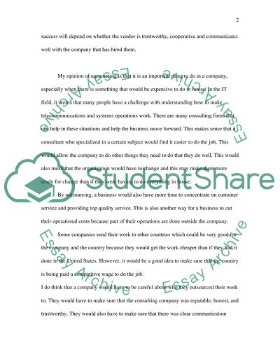 Outsourcing in IT Functions