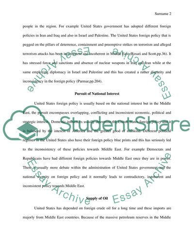 United State foreign policy towards Middle East