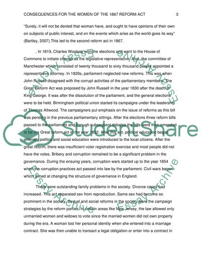 The Consequences for Women of the 1867 Reform Act