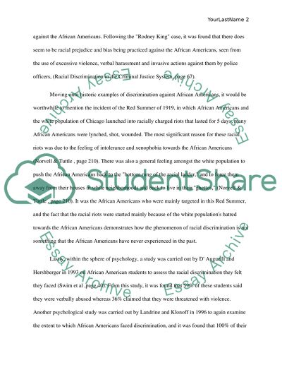 The Impact of Discrimination against African Americans