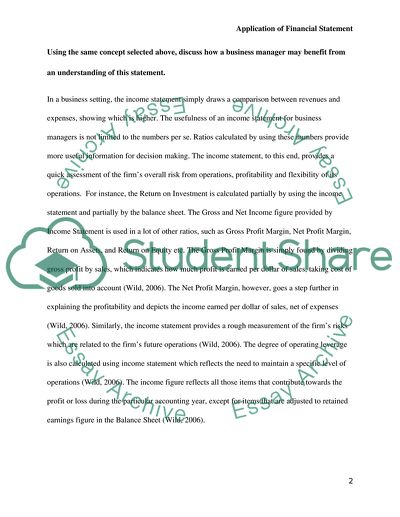 Application of Financial Statement