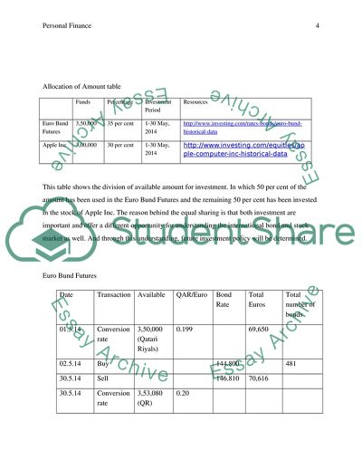 Apple Inc - Allocation of Amount, Euro Bund Futures, Return Outcomes