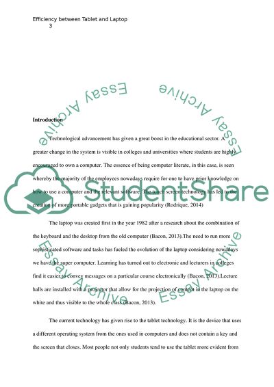 Efficiency between Tablet and Laptop