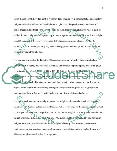 Religious Education Curriculum as a Basis for Developing an Ethos of Mutual Respect among Pupils