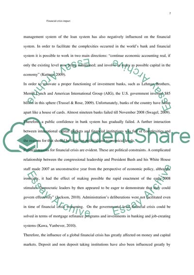 How did the recent financial crisis affect Financial Markets and institutions