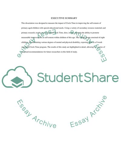 Evaluating Circle Time - Tool for Developing Self-Esteem