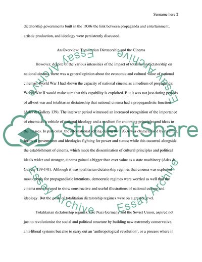 The Impact of Totalitarian Dictatorship upon National Cinemas: The Case of Nazi Germany