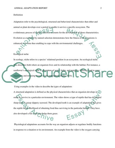 Animal adaption report