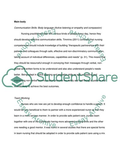 reflective essay examples nursing