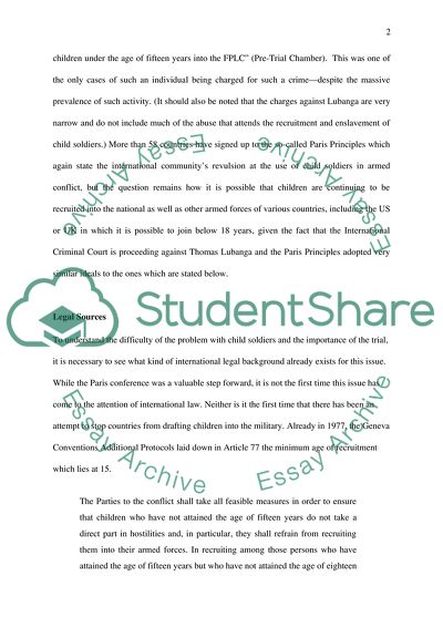 International Law: Child Soldiers