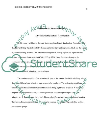 School District Learning Program