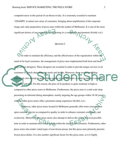 Service Marketing : The Pizza Store