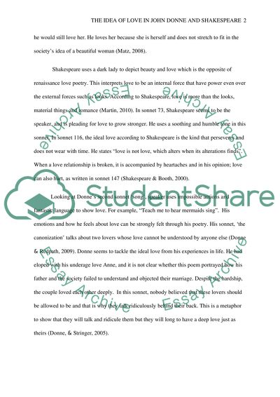 The idea of love in john donne and shakespeare