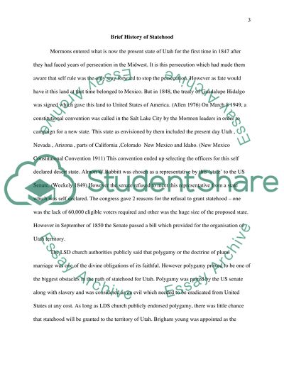 Mormons and Utah statehood