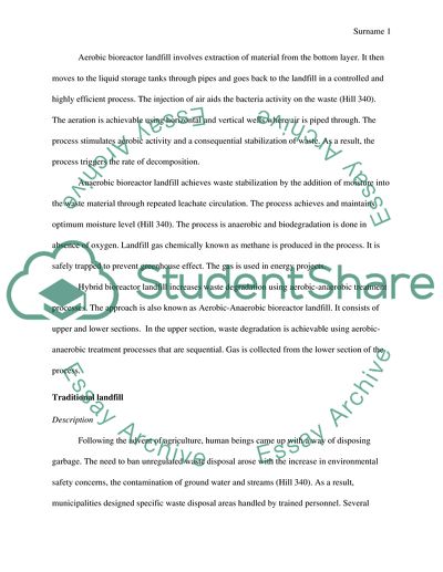 Bioreactor Landfill versus Traditional Landfill
