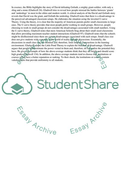 Examination of the David and Goliath Myth