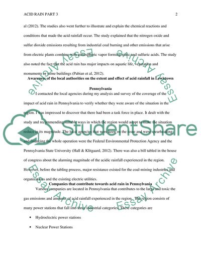 Previous Studies of Acid Rain in Lewistown, Pennsylvania