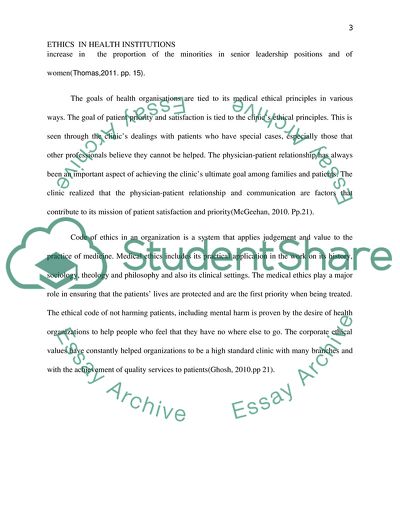 Code of Ethics: Ethics in Health Organisations