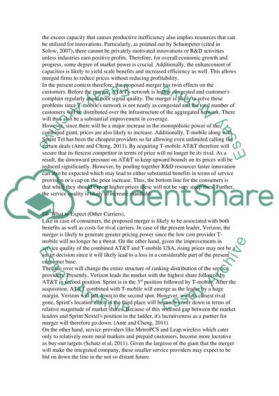 Mircroeconomics ( AT&T and T-mobile merger)