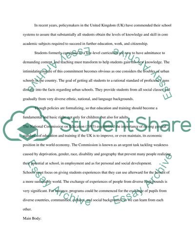 Analyse the social impact of a UK government initiative on urban learning