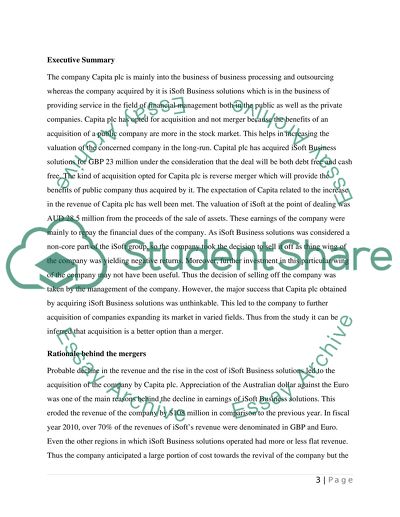 Financial strategy Course -case on Mergers & Acquisitions-