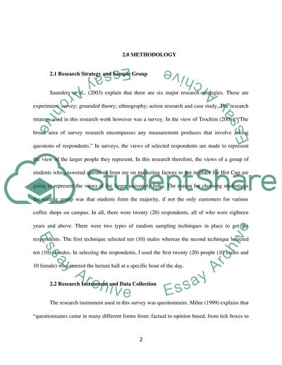 Marketing Research for Example Hot Cup Cafe