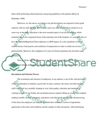 Nursing at Maternity Unite