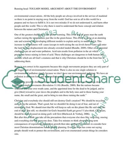 Toulmin Model Argument about the Environment