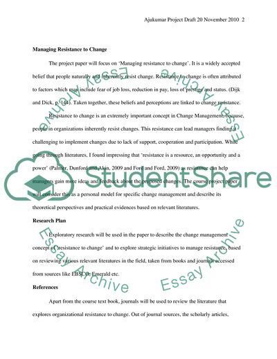 Managing Organizational Change - Project proposal