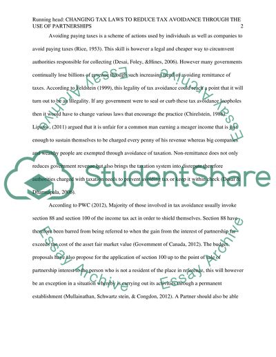 Changing tax laws to reduce tax avoidance through the use of partnerships