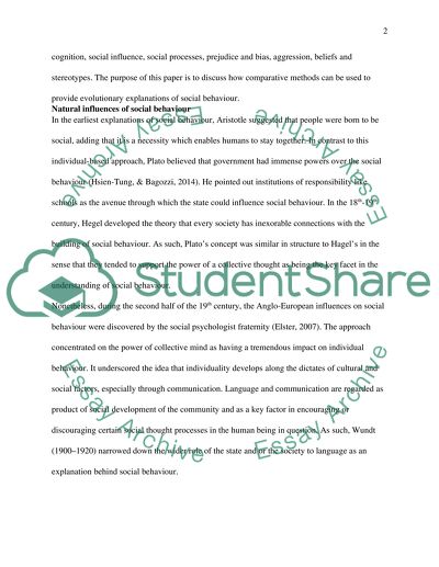 Comparative Methods of Explaining Social Behaviour