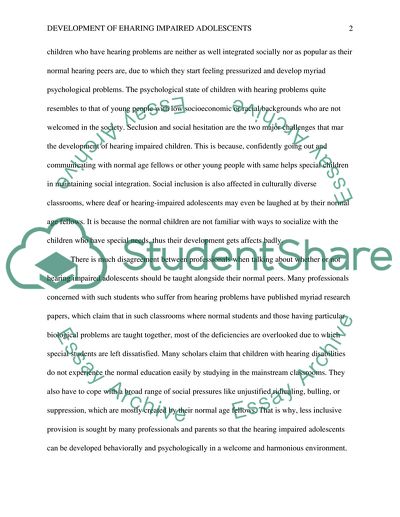 Development of Deaf and Hard of Hearing Adolescents