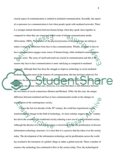 Face To Face and Mediated Social Interaction